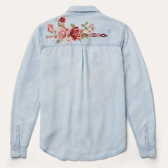 Women Denim Shirts | Stetson Long-Sleeved Embroidered Shirt Blue