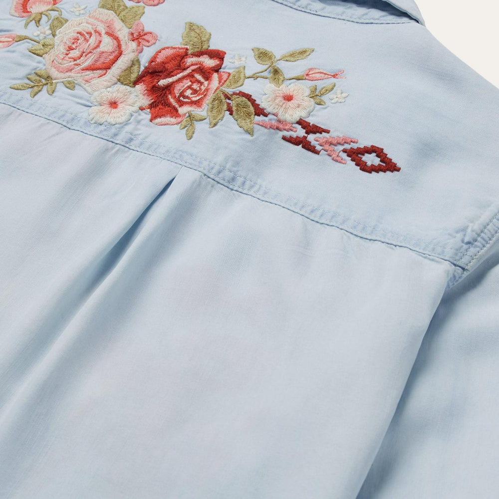 Women Denim Shirts | Stetson Long-Sleeved Embroidered Shirt Blue