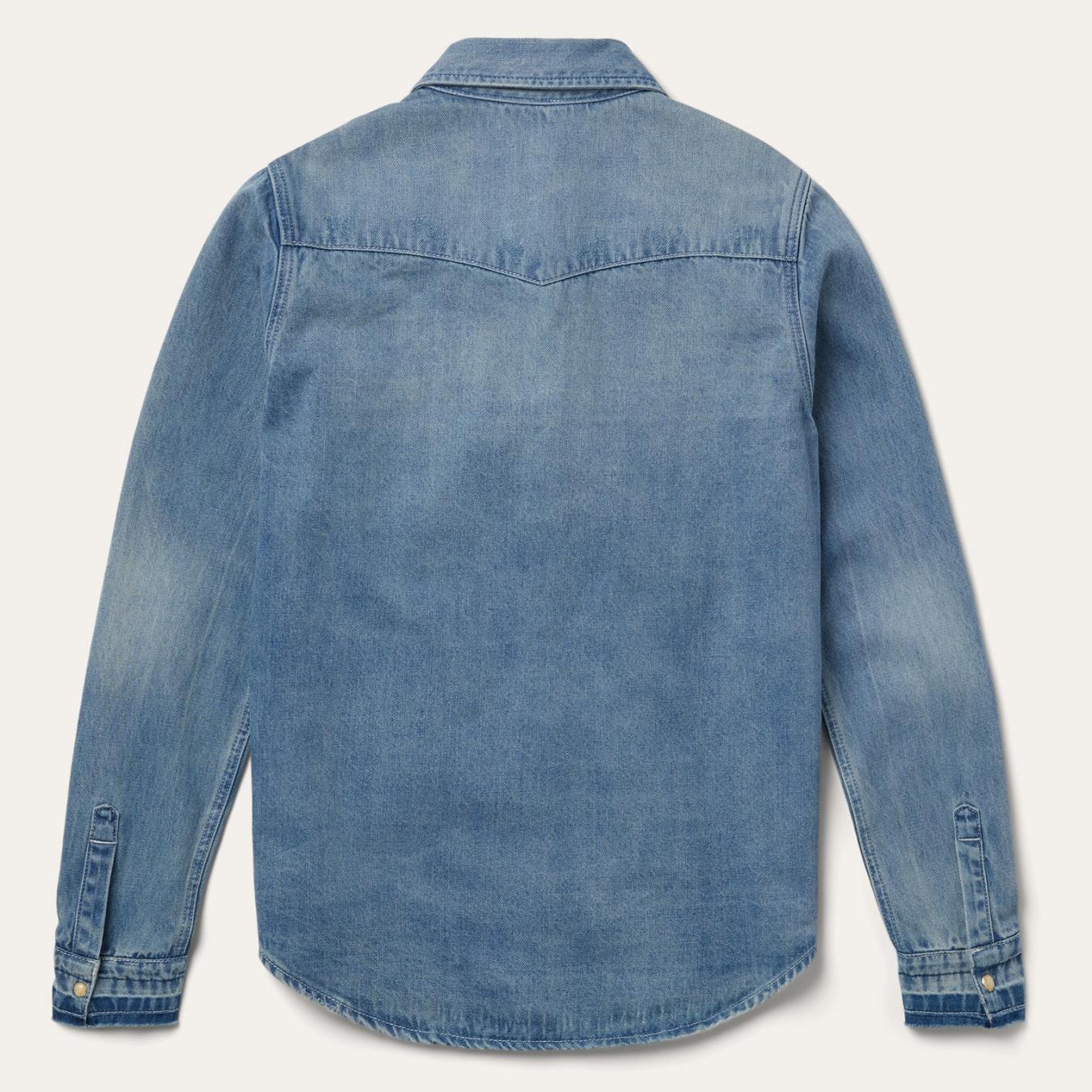 Women Denim Shirts | Stetson Loose Fit Denim Snap-Front Shirt Blue
