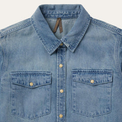 Women Denim Shirts | Stetson Loose Fit Denim Snap-Front Shirt Blue
