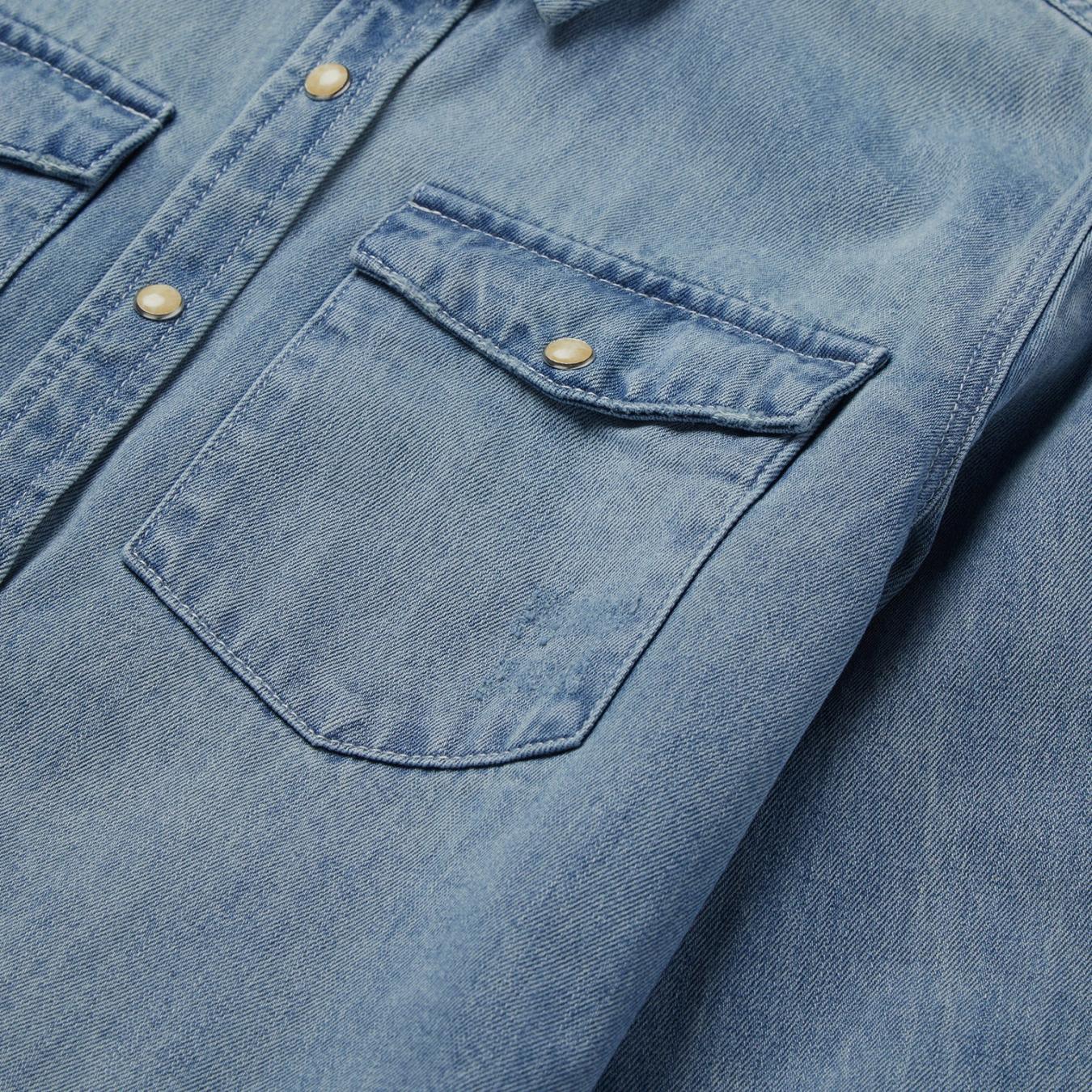 Women Denim Shirts | Stetson Loose Fit Denim Snap-Front Shirt Blue