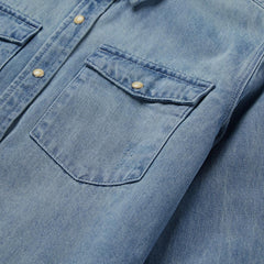Women Denim Shirts | Stetson Loose Fit Denim Snap-Front Shirt Blue