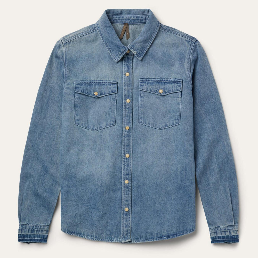 Women Denim Shirts | Stetson Loose Fit Denim Snap-Front Shirt Blue