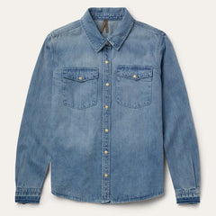 Women Denim Shirts | Stetson Loose Fit Denim Snap-Front Shirt Blue