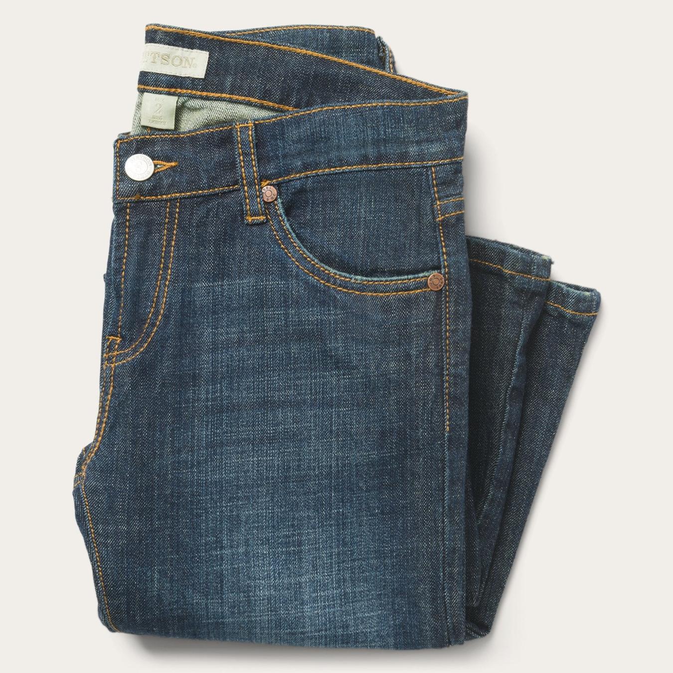 Women Denim | Stetson 816 Classic Boot Cut Jeans In Dark Wash Blue