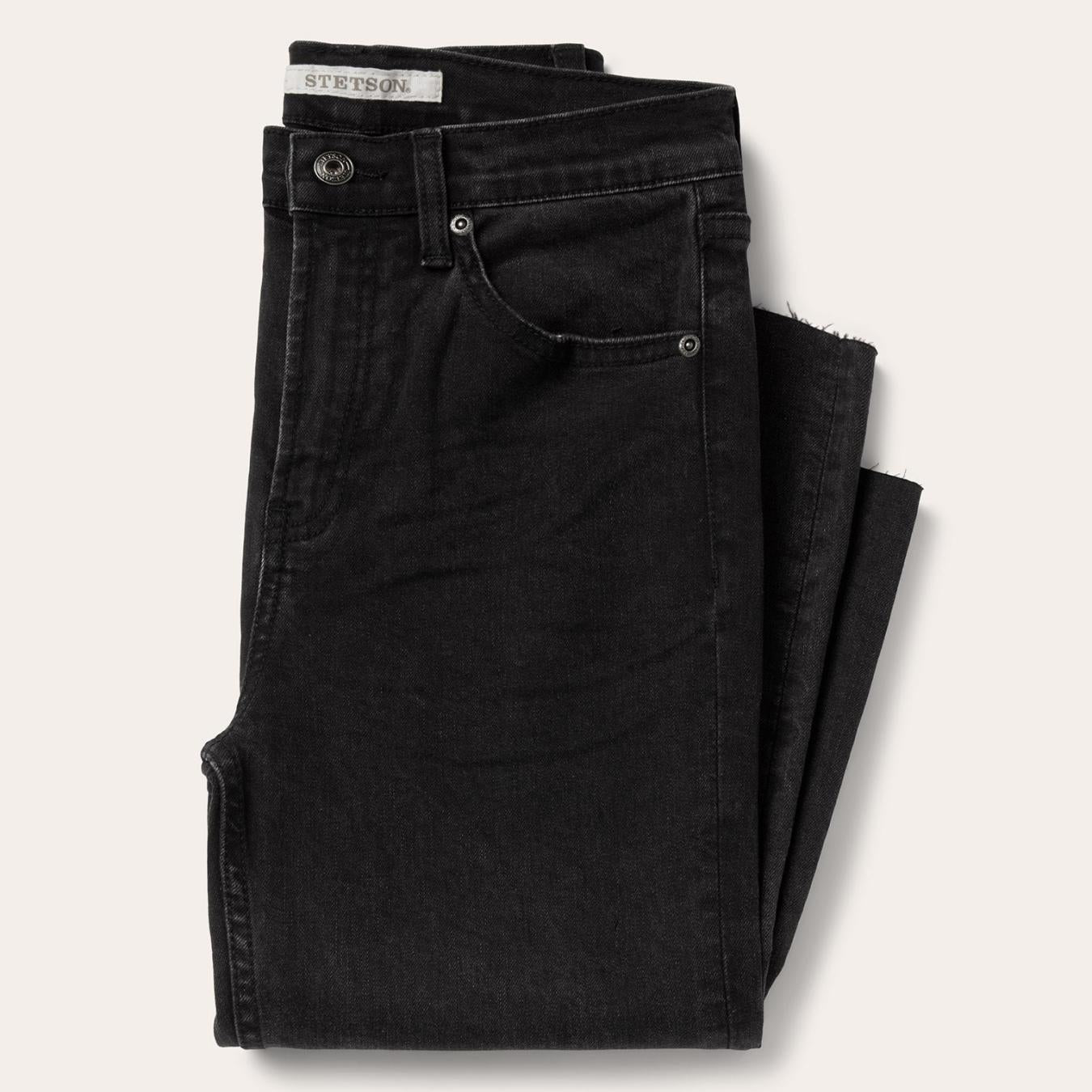Women Denim | Stetson 915 High Rise Straight Fit Crop Jeans Black
