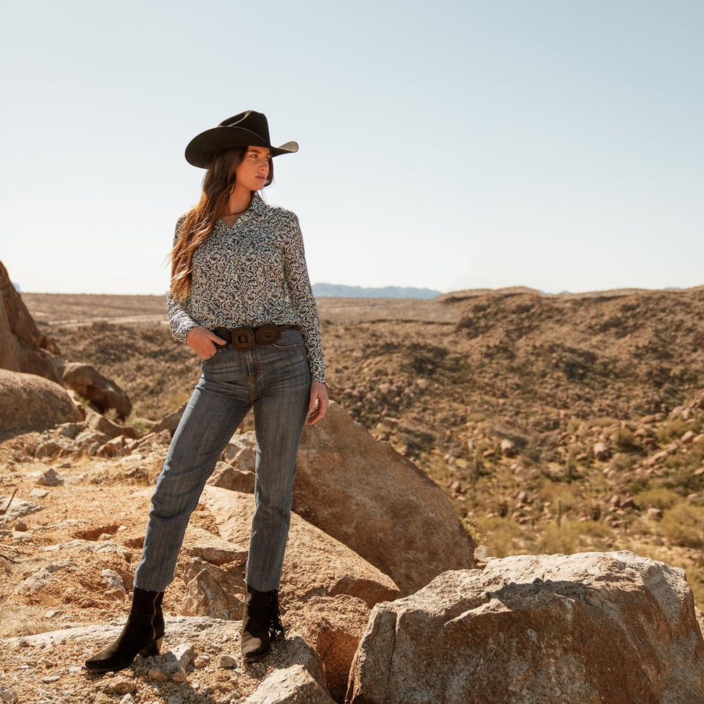 Women Denim | Stetson 915 High Rise Straight Fit Crop Jeans Blue
