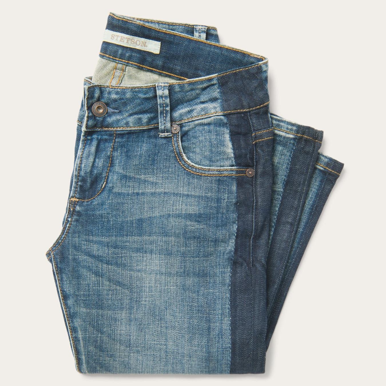 Women Denim | Stetson Skinny Fit Stripe Leg Jean Blue