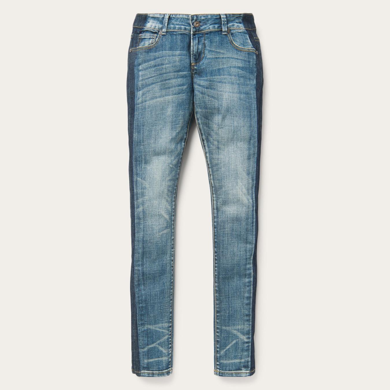 Women Denim | Stetson Skinny Fit Stripe Leg Jean Blue
