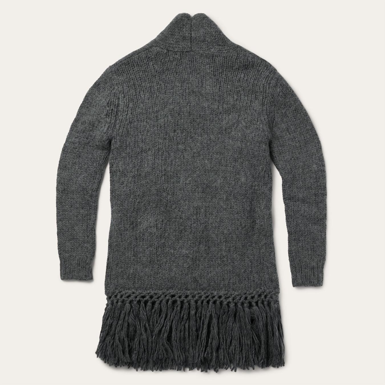 Women Fringe Jackets | Stetson Charcoal Fringed Cardigan Grey