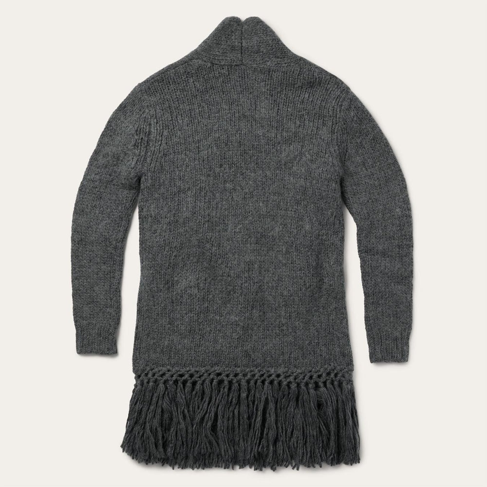 Women Fringe Jackets | Stetson Charcoal Fringed Cardigan Grey