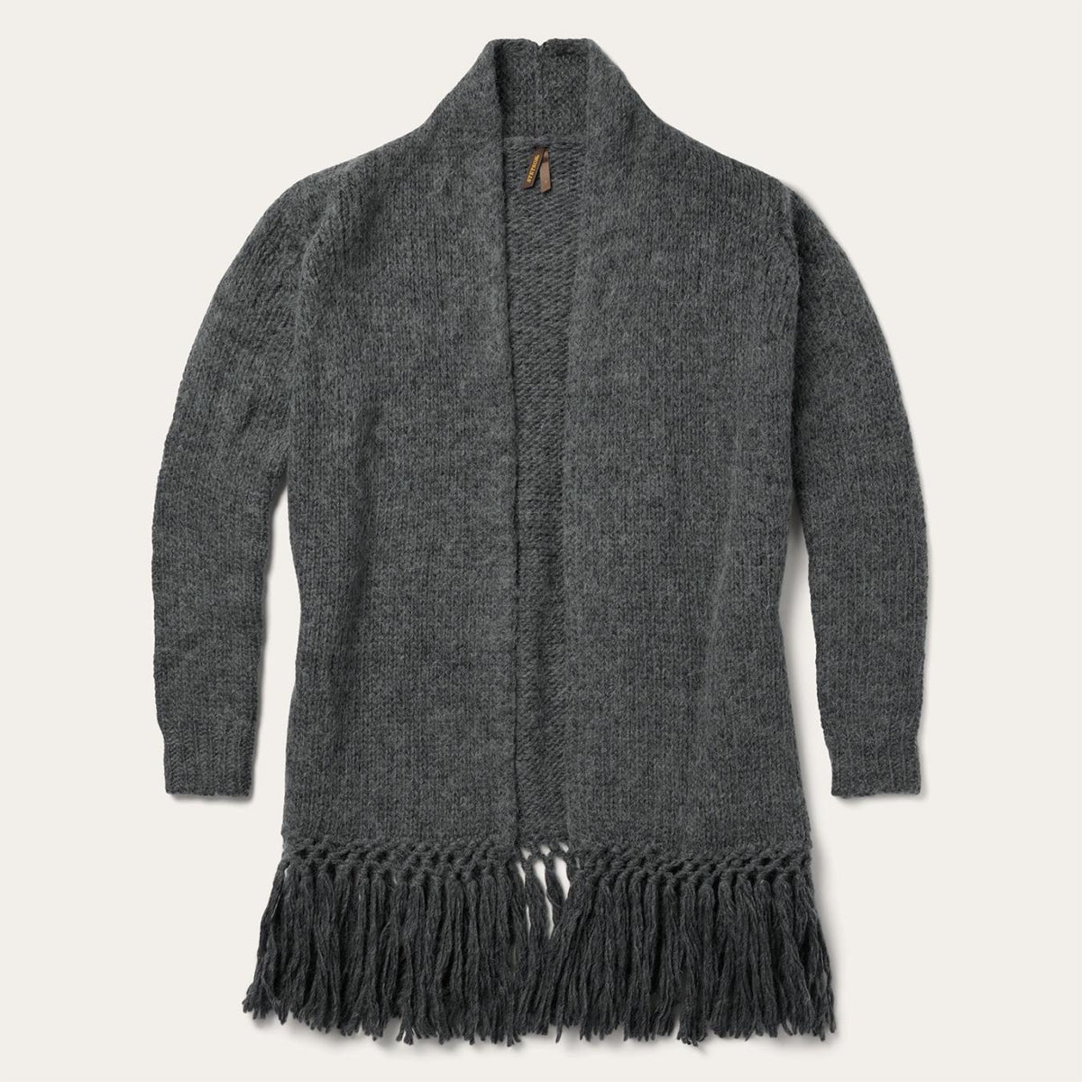 Women Fringe Jackets | Stetson Charcoal Fringed Cardigan Grey