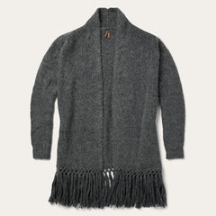 Women Fringe Jackets | Stetson Charcoal Fringed Cardigan Grey