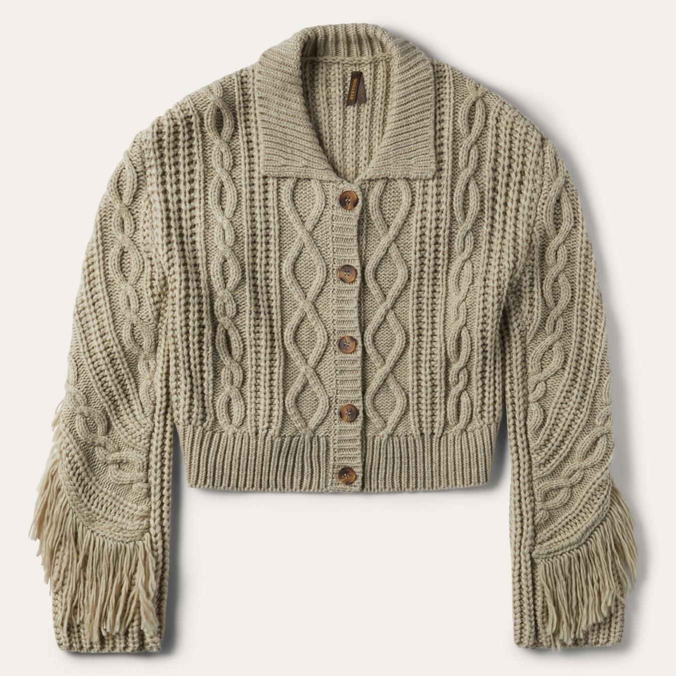 Women Fringe Jackets | Stetson Cream Fringed Cardigan Tan