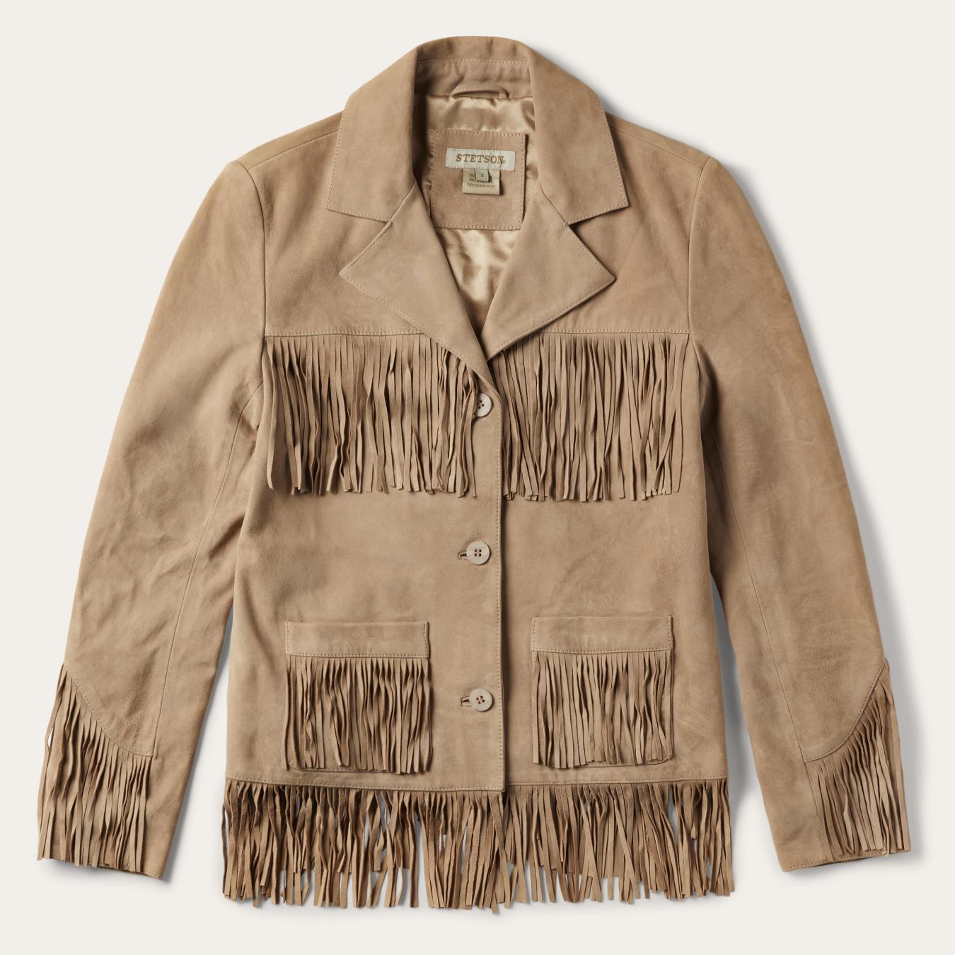 Women Fringe Jackets | Stetson Fringe Suede Jacket Light Tan