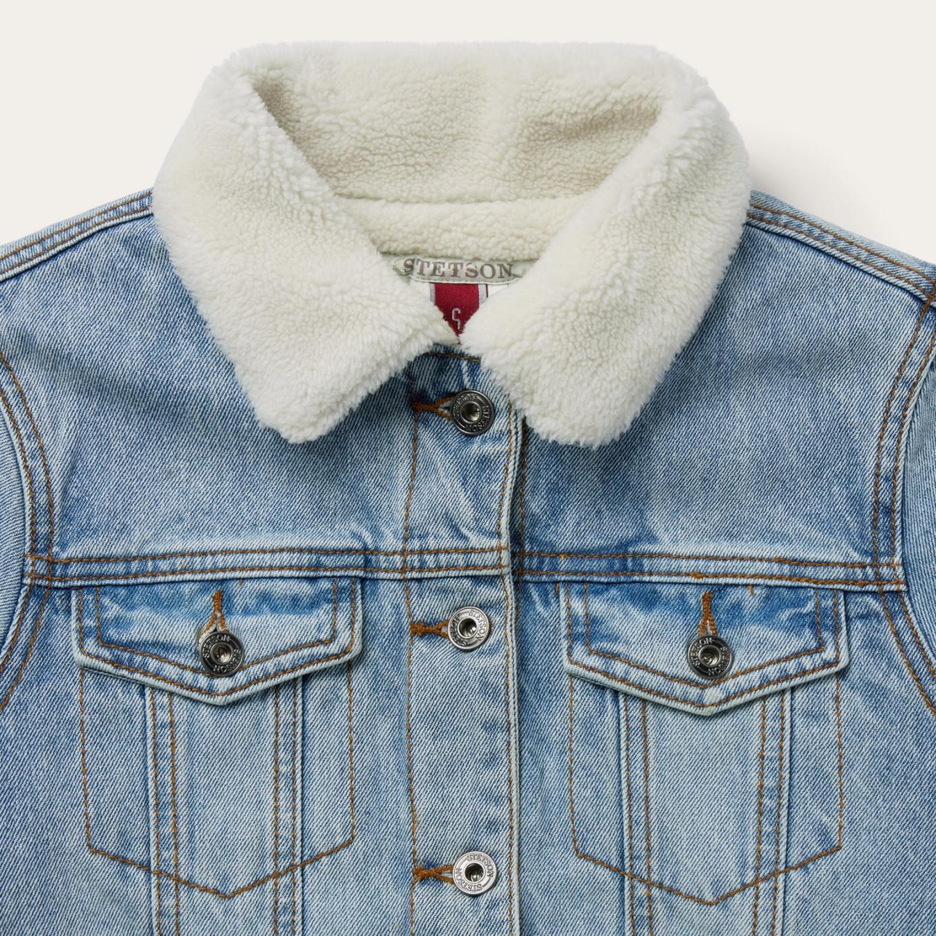 Women Jackets | Stetson Denim Sherpa Lined Jacket Blue