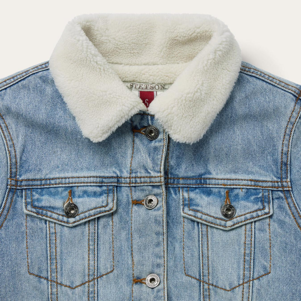 Women Jackets | Stetson Denim Sherpa Lined Jacket Blue