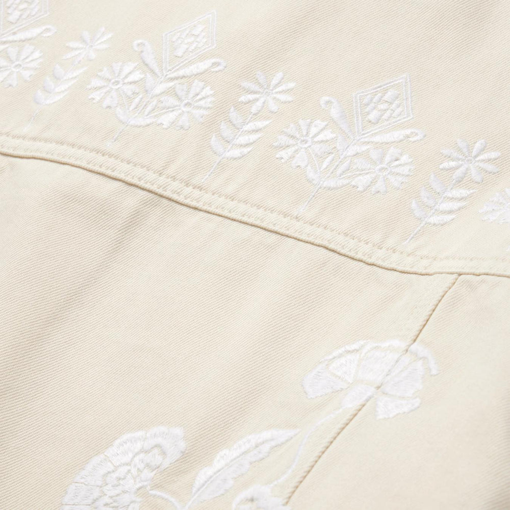 Women Jackets | Stetson Embroidered Cream Denim Jacket White