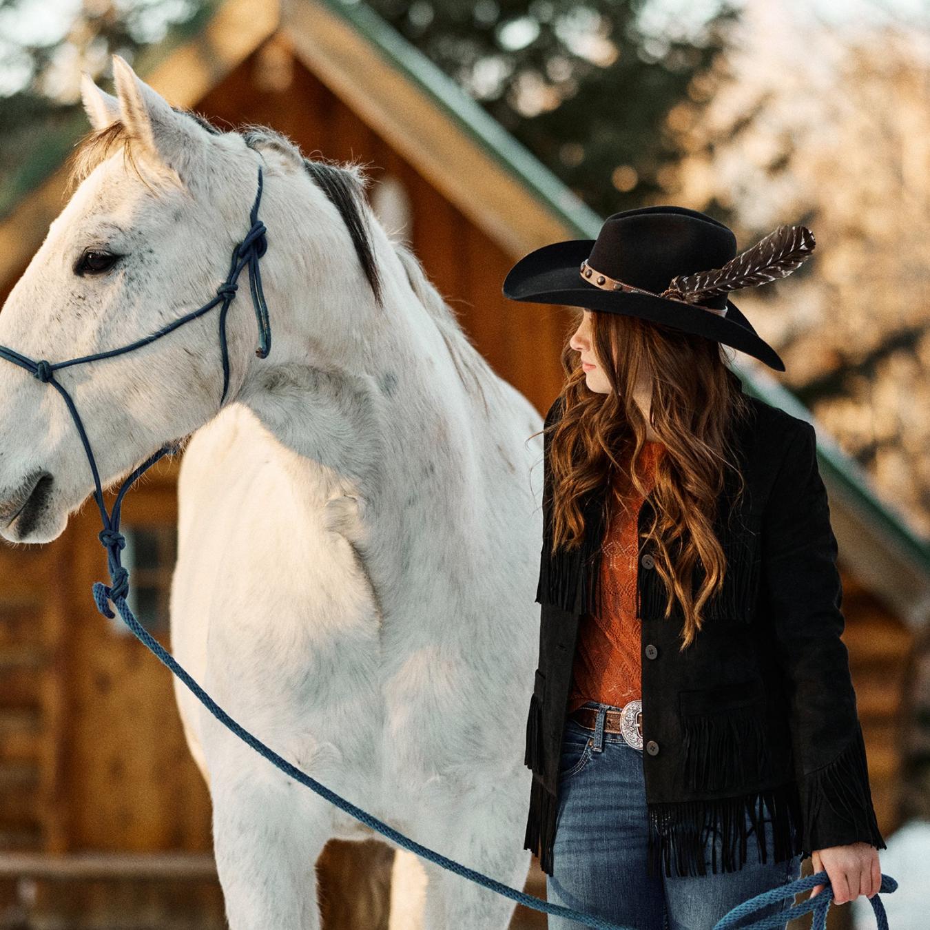 Women Jackets | Stetson Fringe Suede Jacket Black