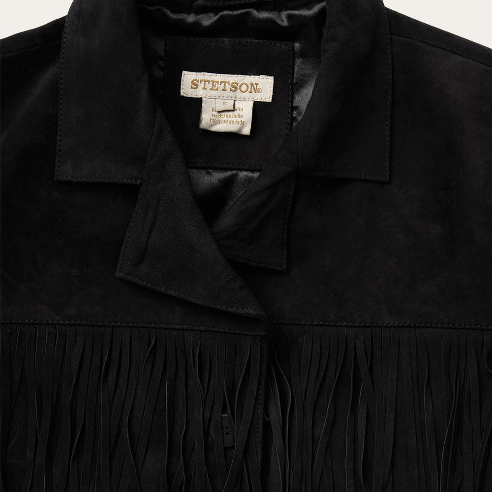 Women Jackets | Stetson Fringe Suede Jacket Black