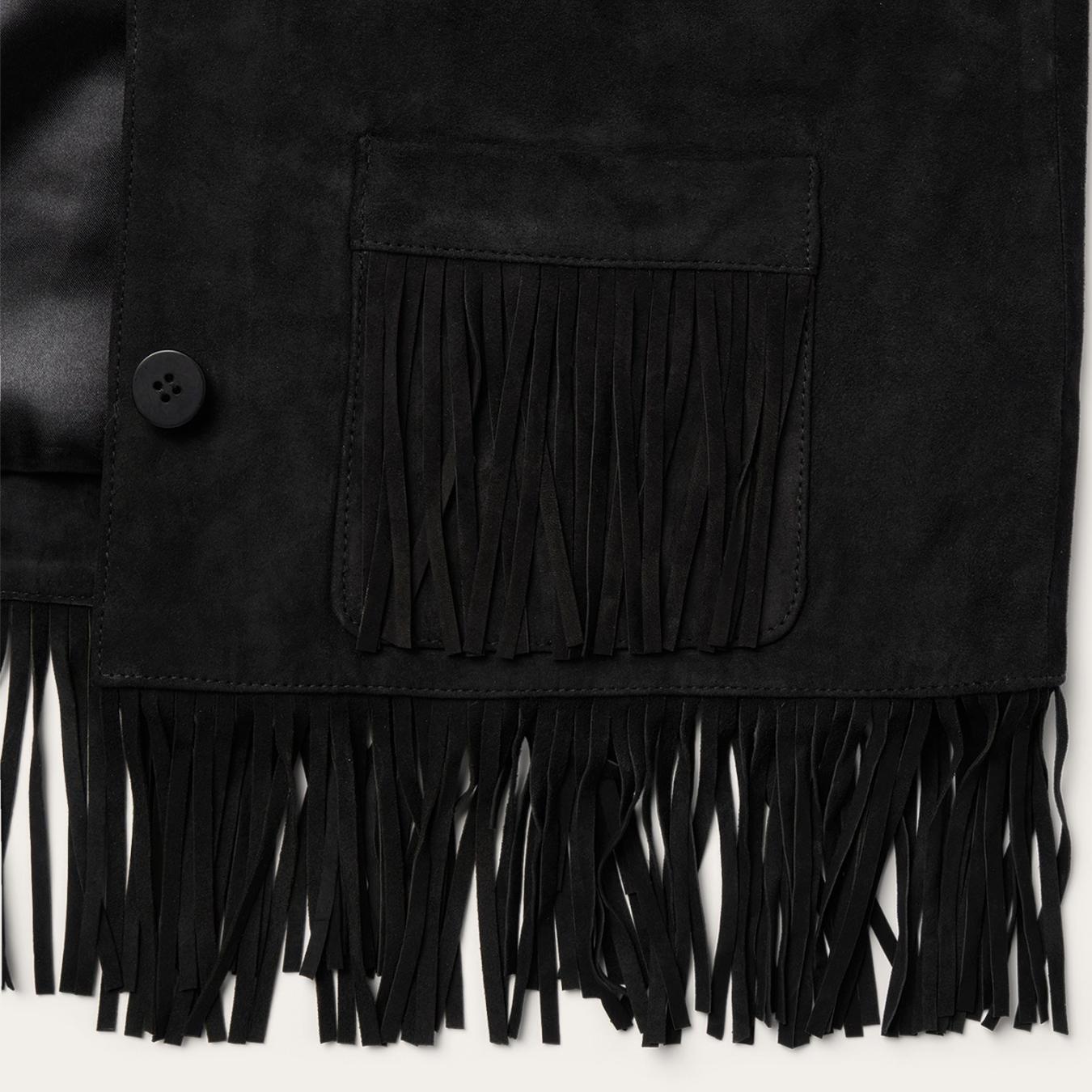 Women Jackets | Stetson Fringe Suede Jacket Black