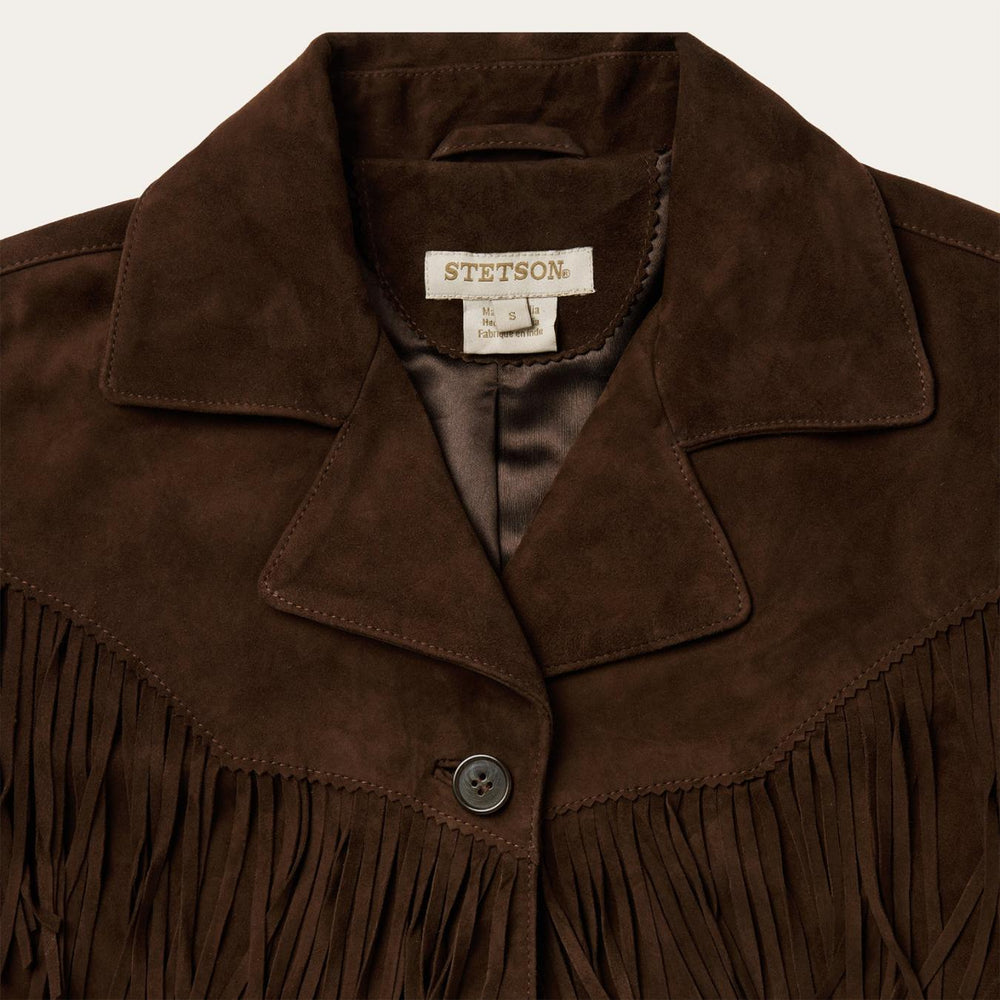 Women Jackets | Stetson Fringe Suede Jacket Chocolate