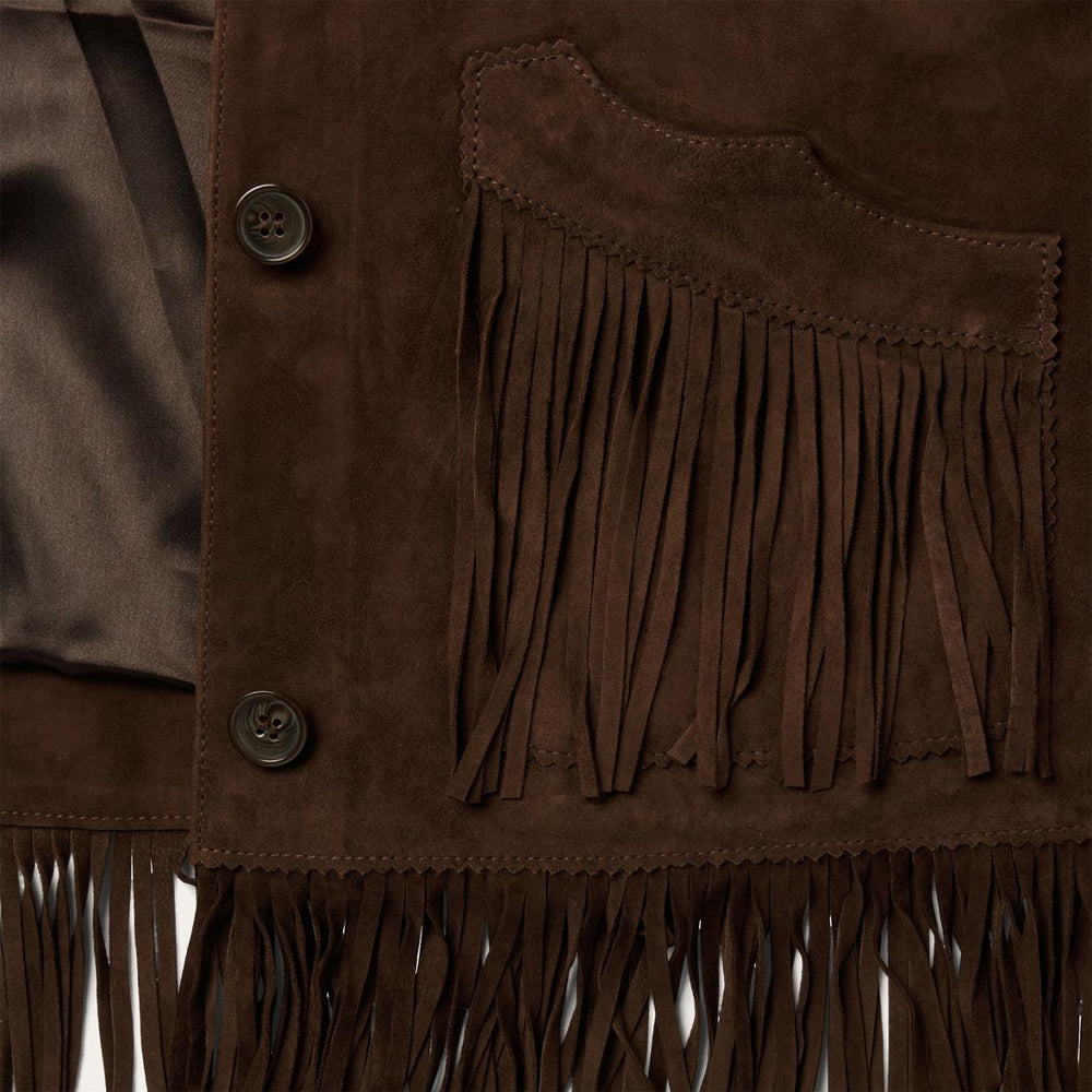 Women Jackets | Stetson Fringe Suede Jacket Chocolate