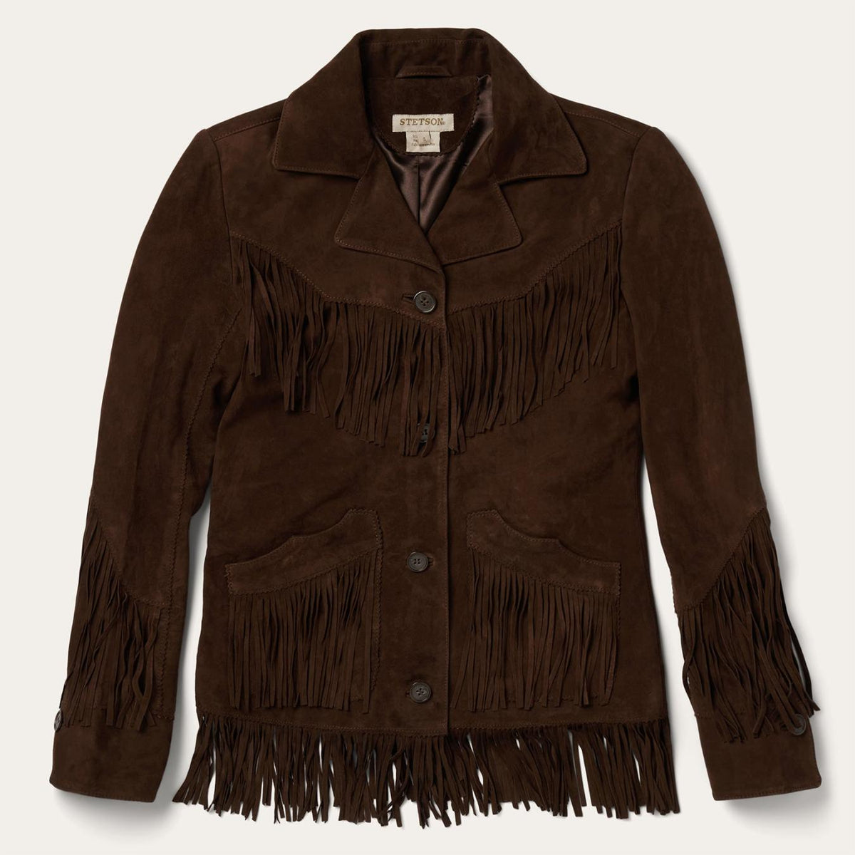 Women Jackets | Stetson Fringe Suede Jacket Chocolate