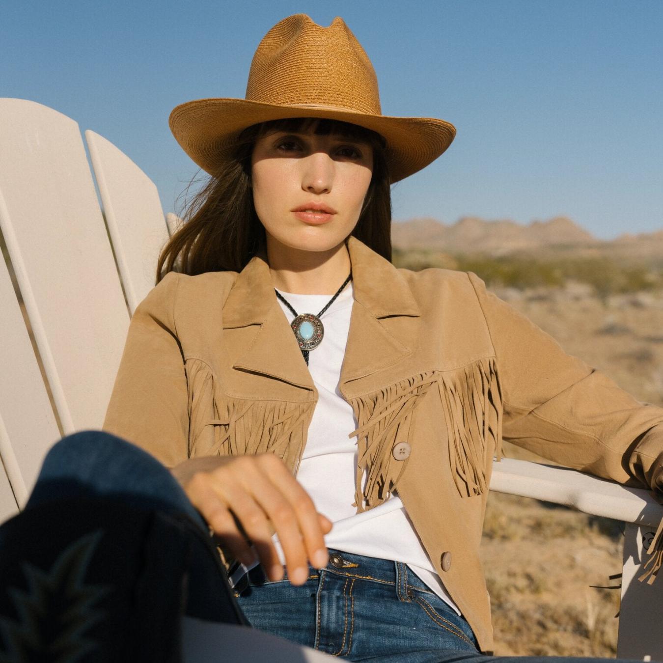 Women Jackets | Stetson Fringe Suede Jacket Light Tan