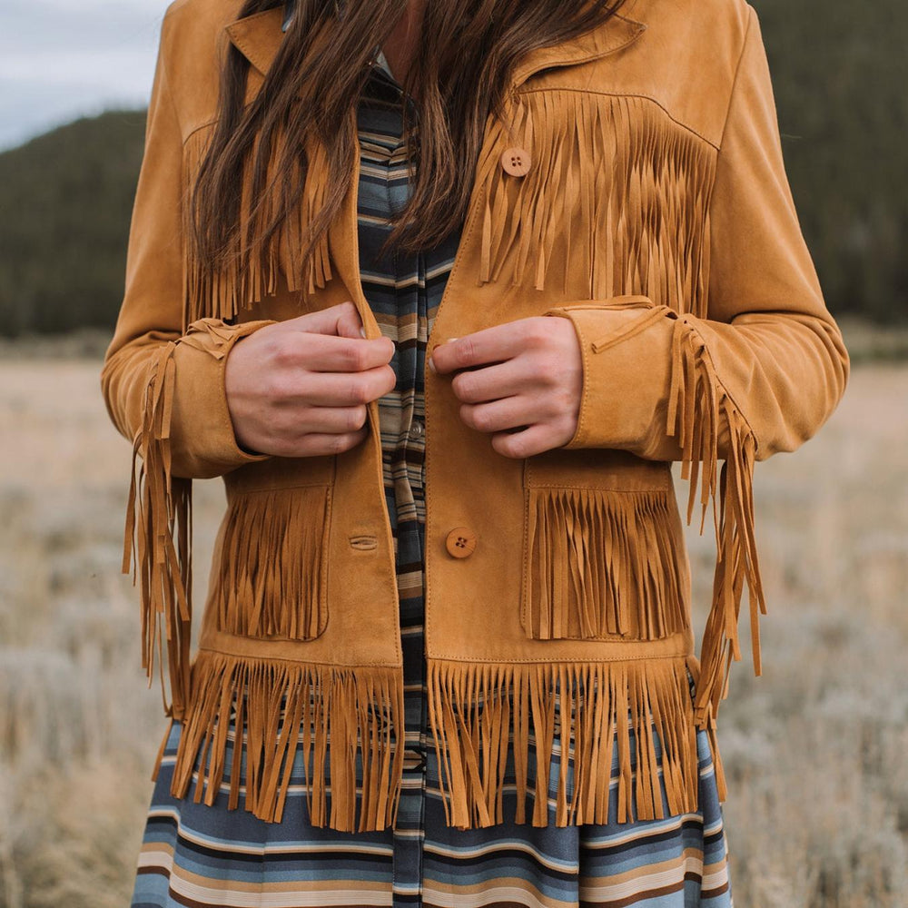 Women Jackets | Stetson Fringe Suede Jacket Tan