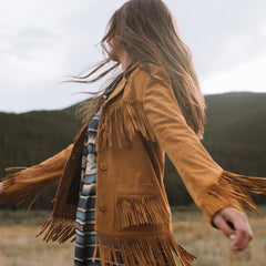 Women Jackets | Stetson Fringe Suede Jacket Tan