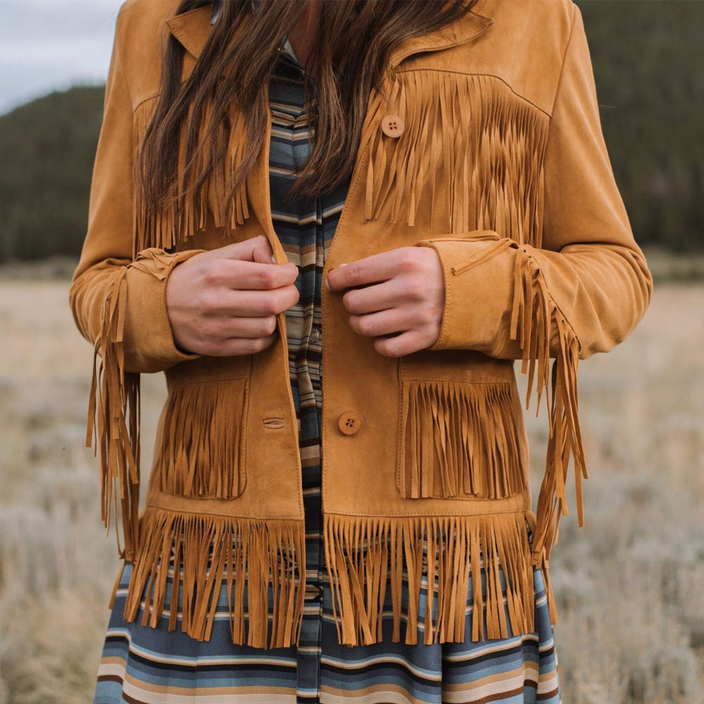 Women Jackets | Stetson Lamb Suede Fringed Jacket Brown