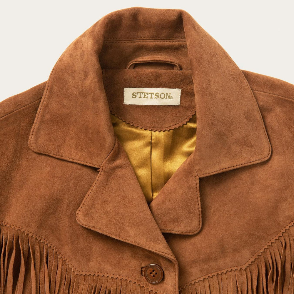 Women Jackets | Stetson Lamb Suede Fringed Jacket Brown