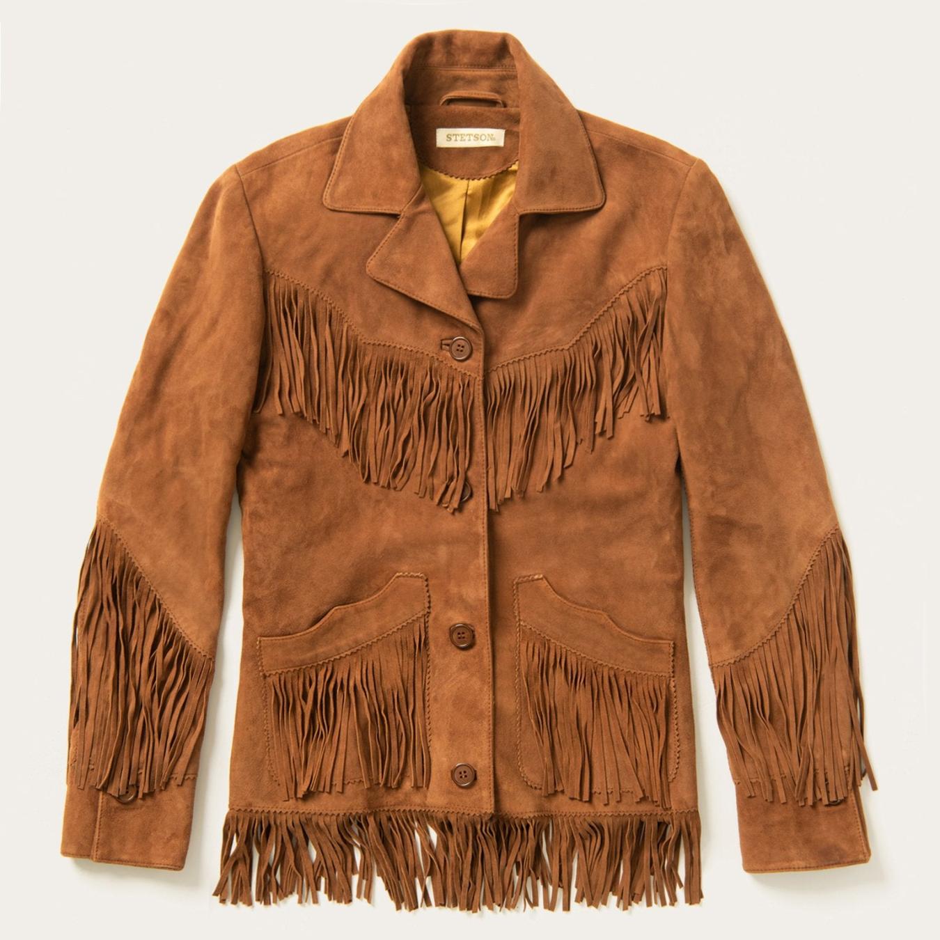 Women Jackets | Stetson Lamb Suede Fringed Jacket Brown
