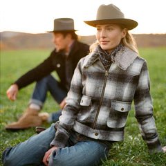 Women Jackets | Stetson Plaid Cropped Jacket Black
