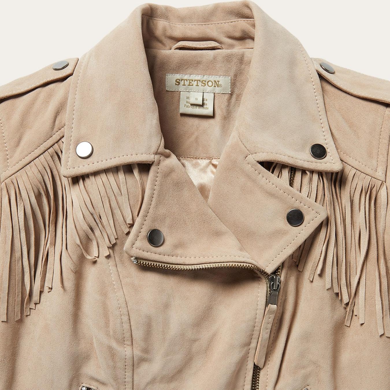 Women Jackets | Stetson Premium Suede Moto Jacket Tan