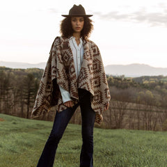 Women Jackets | Stetson Tan Aztec Poncho Brown