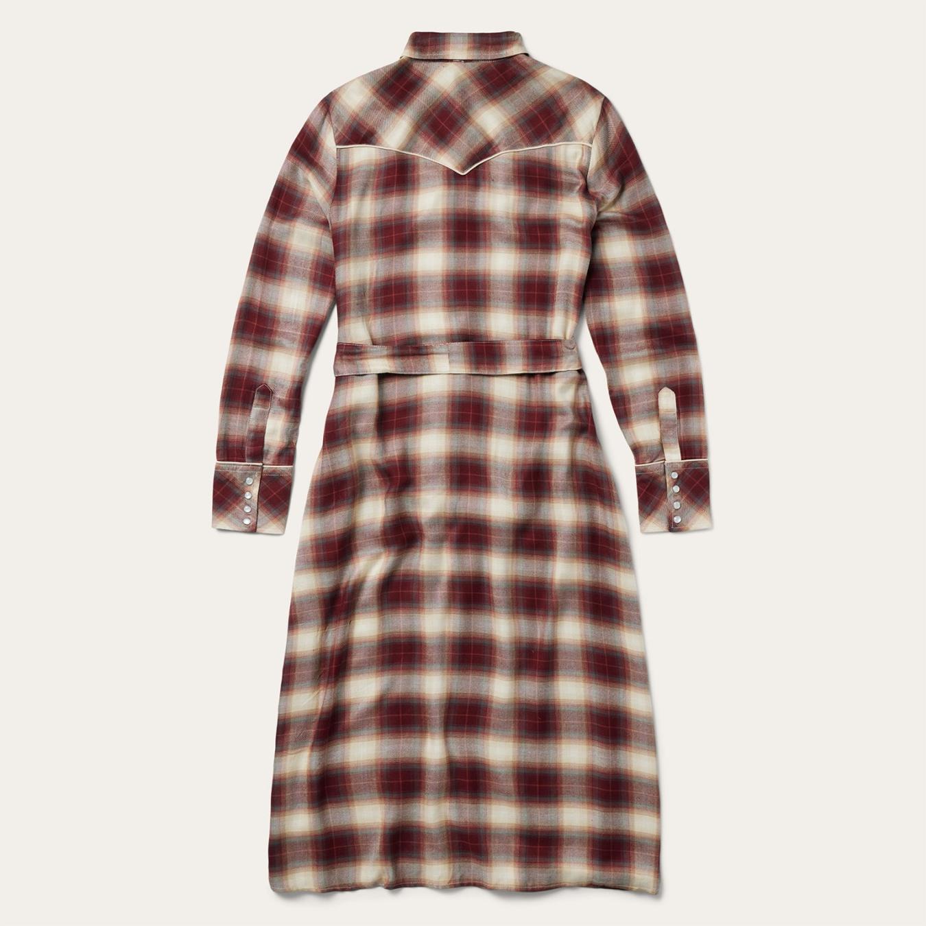 Women Midi | Stetson Black Cherry Plaid Shirt Dress Red