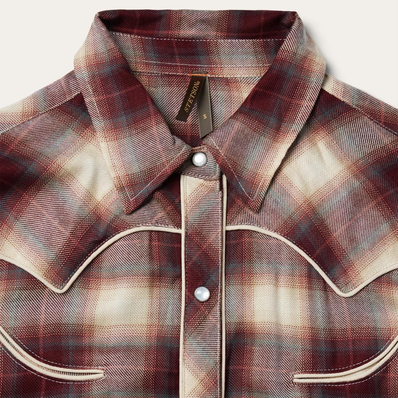 Women Midi | Stetson Black Cherry Plaid Shirt Dress Red
