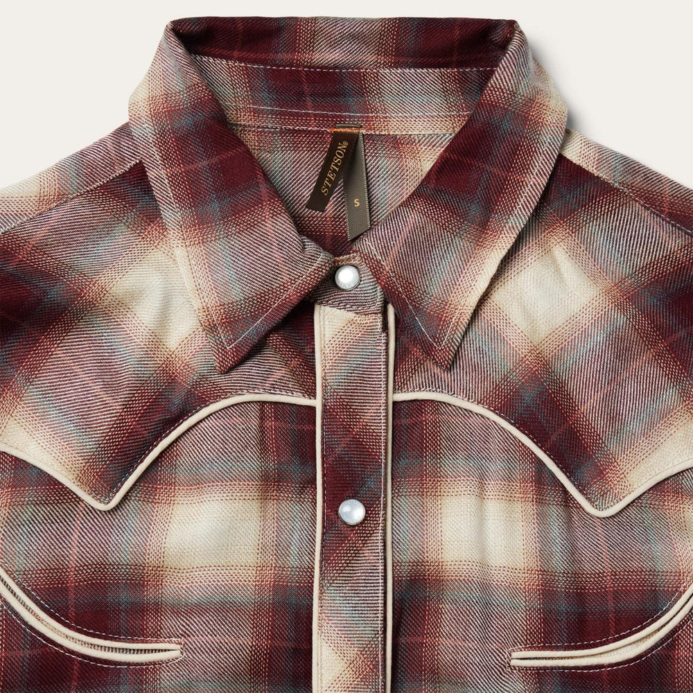 Women Midi | Stetson Black Cherry Plaid Shirt Dress Red