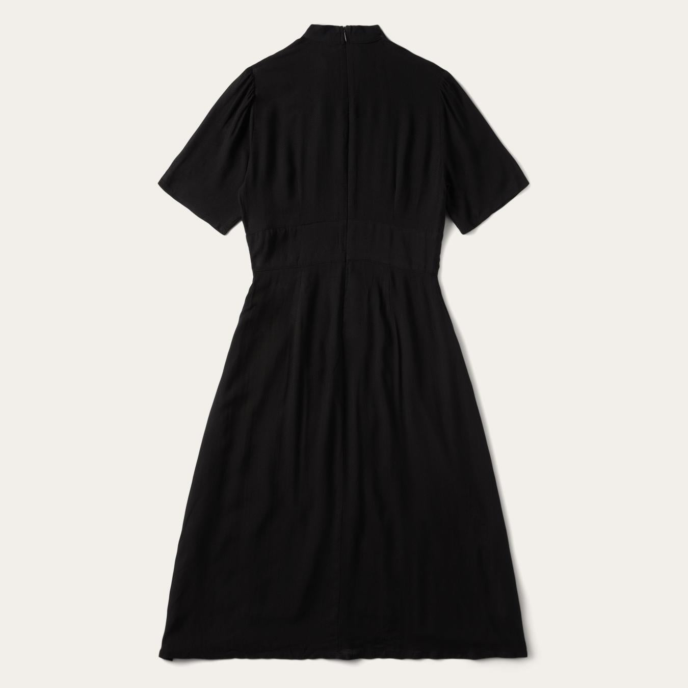 Women Midi | Stetson Black Herringbone Twill Midi Dress Black