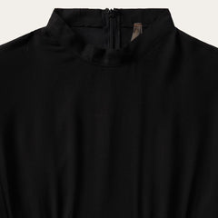 Women Midi | Stetson Black Herringbone Twill Midi Dress Black
