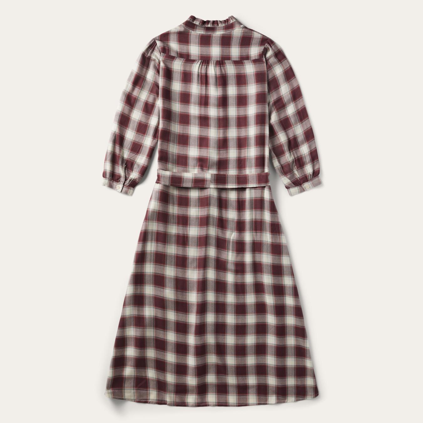 Women Midi | Stetson Gaucho Plaid Prairie Shirt Dress Wine