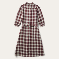 Women Midi | Stetson Gaucho Plaid Prairie Shirt Dress Wine