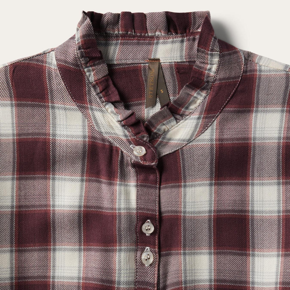 Women Midi | Stetson Gaucho Plaid Prairie Shirt Dress Wine