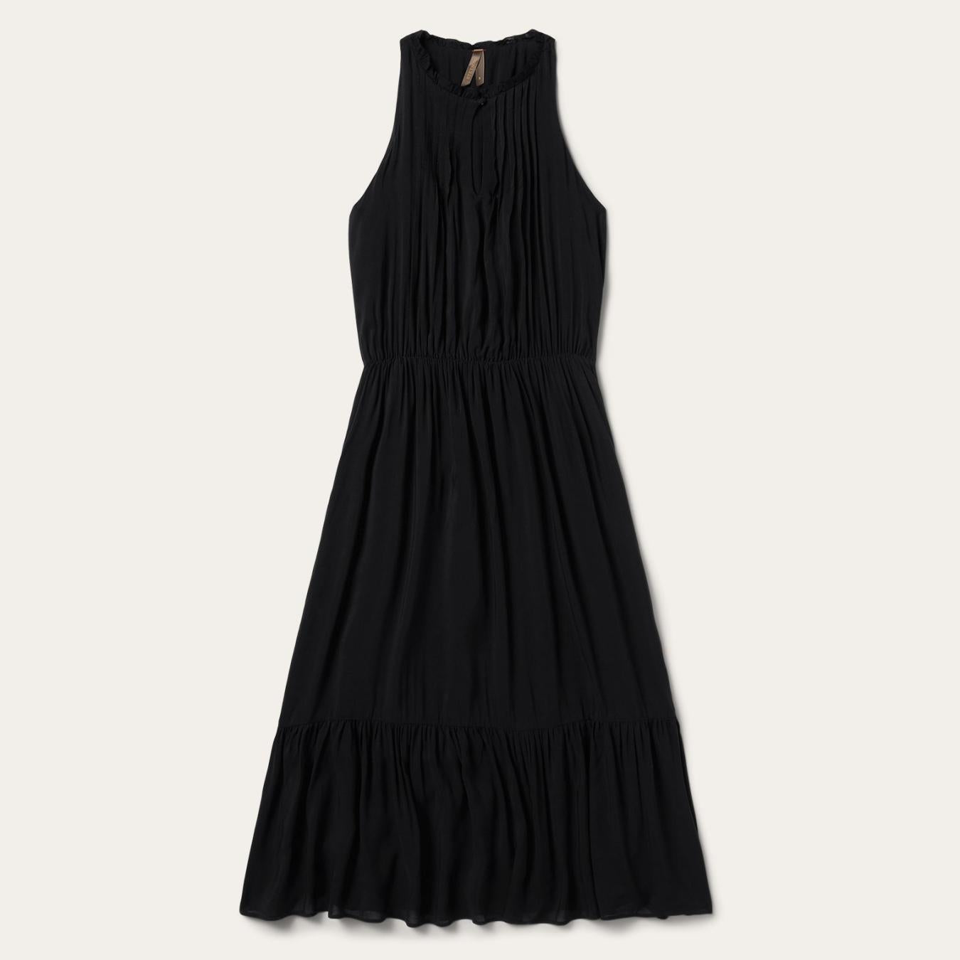 Women Midi | Stetson Solid Rayon Sleeveless Prairie Dress Black