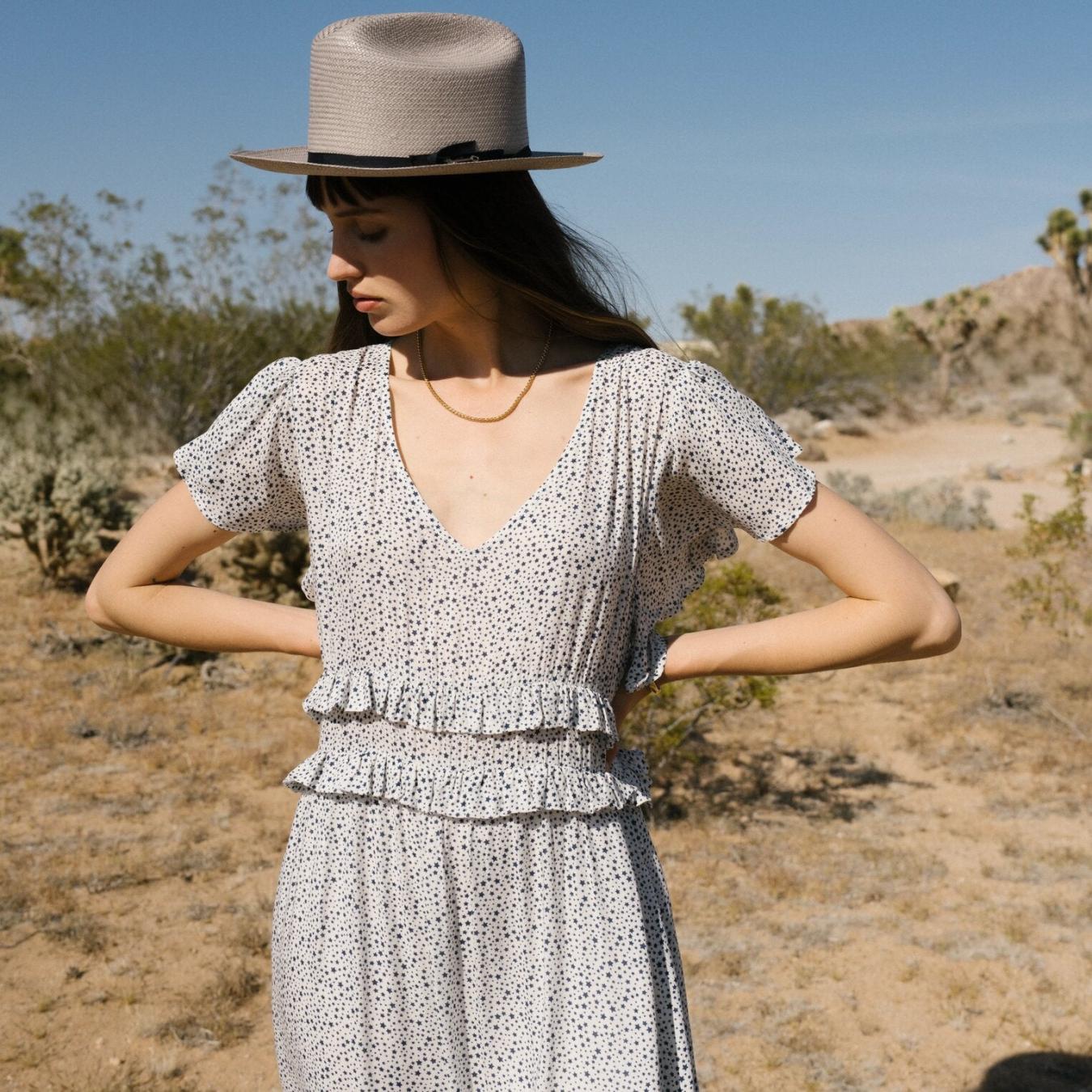 Women Midi | Stetson Stars Print Dress White