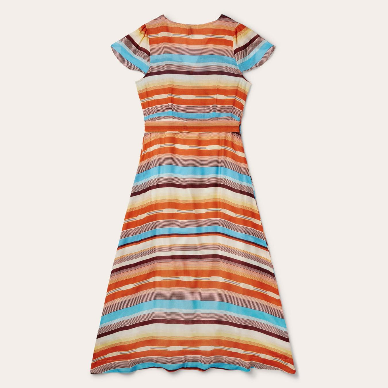 Women Midi | Stetson Sunset Serape Print Rayon Herringbone Wrap Front Dress Multi
