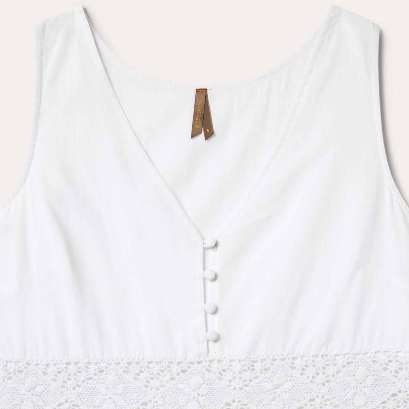 Women Midi | Stetson White Cotton Lawn Sleeveless Dress White
