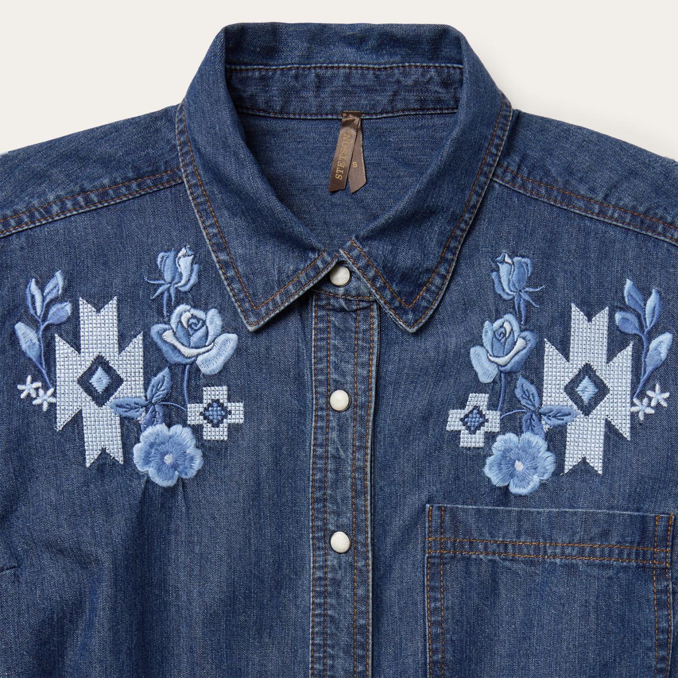 Women Mini | Stetson Dark Blue Denim Shirt Dress Blue